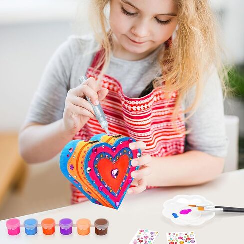 مجموعة Kuufausi DIY Jewelry Wood Craft Kit أفضل مشاريع الرسم الحرفي هدية كنز القلب للفتيات الصغيرات الذين تتراوح أعمارهم بين 3-6 سنوات in Kuwait