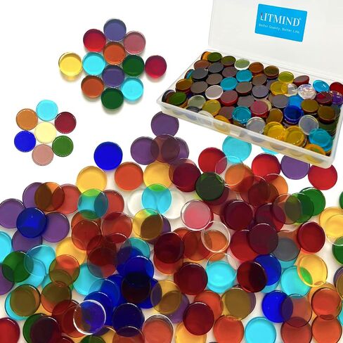 LITMIND 120 Pcs Round Stained Glass Kit, Precut Petal Glass Mosaic Tiles, Stained Glass Supplies Glass Gems Mosaic Making Supplies for DIY Crafts in Saudi Arabia