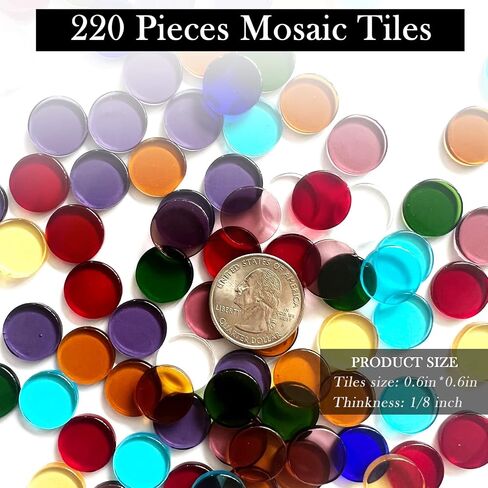 LITMIND 120 Pcs Round Stained Glass Kit, Precut Petal Glass Mosaic Tiles, Stained Glass Supplies Glass Gems Mosaic Making Supplies for DIY Crafts in Saudi Arabia