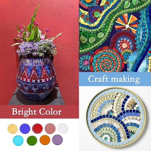 LITMIND 120 Pcs Round Stained Glass Kit, Precut Petal Glass Mosaic Tiles, Stained Glass Supplies Glass Gems Mosaic Making Supplies for DIY Crafts in Saudi Arabia