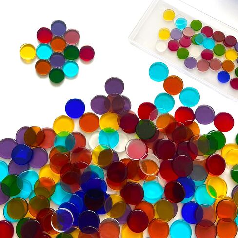 LITMIND 120 Pcs Round Stained Glass Kit, Precut Petal Glass Mosaic Tiles, Stained Glass Supplies Glass Gems Mosaic Making Supplies for DIY Crafts in Saudi Arabia