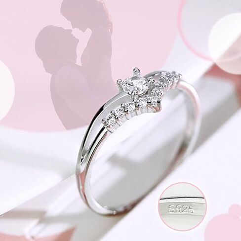 Heart Ring for Women High Polish Micro Inlaid Zircon Ring for Engagement Promise Wedding Rings Romantic Cubic Zirconia Diamond Rings Eternity Bridal Band Jewelry Gift For Mother's Day Anniversary in Saudi Arabia