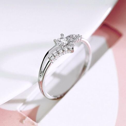 Heart Ring for Women High Polish Micro Inlaid Zircon Ring for Engagement Promise Wedding Rings Romantic Cubic Zirconia Diamond Rings Eternity Bridal Band Jewelry Gift For Mother's Day Anniversary in Saudi Arabia