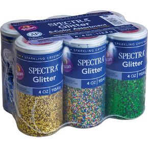 Spectra Arts & Crafts Glitter Assortment, 6 Assorted Colors, 0.75 oz., 12 Jars