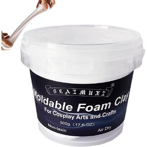 Foam Clay Cosplay Moldable Air Dry Foam Clay Craft 300g White Lightweight Sculpting Foam for Costumes Sanding Cosplay