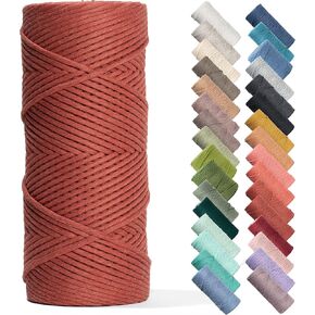 Recycled Cotton Macrame Cord 4mm x 240 Yards – Thick Single Strand Cord Made of Soft Cotton – Colored Macrame Rope Supplies for Decor, Crafts & Plant Wall Hangers by GANXXET, 720 Ft., Ocher
