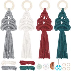 INFUNLY 8 Set DIY Macrame Wristlet Keychain Kits for Adults Colorful Macrame Cord Knotting Kit Boho Mini Macrame Tassel Keychain with Instruction + Video for Car Key Purse Phone Wallet Charm