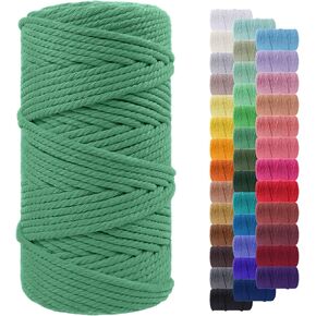 2mm Macrame Cord 109 Yards Natural Cotton Cord Twine Macrame String for Crafts, Colored Macrame Rope Yarn for DIY Wall Hangers, Plant Holders, Knitting, Wedding Décor (Aqua Green)