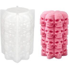 Halloween Candle Mold for Candle Making, 3D Silicone Mold for Resin Casting DIY Plaster Polymer Clay Home Decoration (Carved Skeleton)