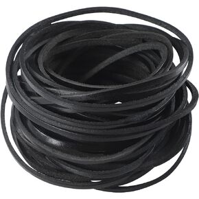 Picheng 3mm Flat Genuine Leather Cord, 5Yards Strip Cord Braiding String Very Suitable for Jewelry Making, Leather Shoe Lace, Garden Tools，Toys，Woven Bags，DIY Crafts Projects (Black)