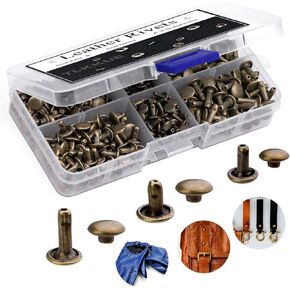 TLKKUE 240 مجموعة مسامير للجلود، ومسامير جلدية 3 مقاسات من الجلد ذات غطاء مزدوج للحرف الجلدية DIY، والحقائب/الملابس/الأحذية/تزيين الأحزمة أو إصلاحها (ذهبي) in Kuwait