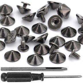 YORANYO 100 Sets Cone Spikes and Studs 4.7MM Height Silver Color 3/16" Bullet Spikes Screw Back Punk Studs and Spikes for Clothing Shoes Leather Craft Belts Bag Rivets with Installation Tools in Saudi Arabia