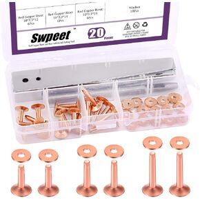 Swpeet 50 قطعة 10 × 3.3 × 14 مم مجموعة متنوعة من المسامير النحاسية والأزيز، مجموعة جلدية DIY للأحزمة والمحافظ والياقات والمنتجات الجلدية وصناعة الأحزمة والمحافظ والياقات الجلدية DIY لوازم الحرف اليدوية in Kuwait