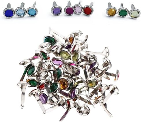 دبابيس OHAOLYLE المقسمة، مشابك ورقية معدنية صغيرة، دبابيس قصاصات دائرية للأعمال اليدوية والديكور 120 قطعة (8 * 12 مم/0.3 * 0.59 بوصة) in Kuwait