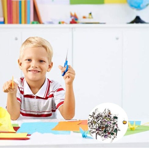 دبابيس OHAOLYLE المقسمة، مشابك ورقية معدنية صغيرة، دبابيس قصاصات دائرية للأعمال اليدوية والديكور 120 قطعة (8 * 12 مم/0.3 * 0.59 بوصة) in Kuwait