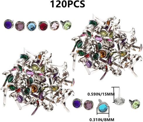 دبابيس OHAOLYLE المقسمة، مشابك ورقية معدنية صغيرة، دبابيس قصاصات دائرية للأعمال اليدوية والديكور 120 قطعة (8 * 12 مم/0.3 * 0.59 بوصة) in Kuwait