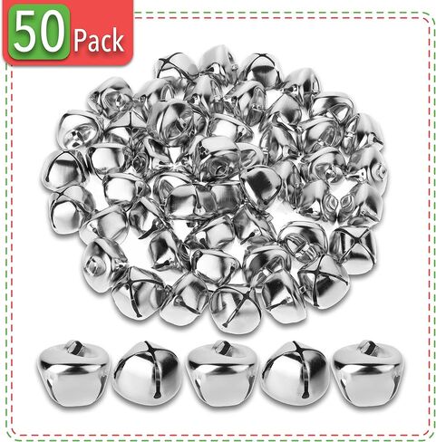 Mr. Pen- Jingle Bells, 1 Inch, Silver, 50 Pack, Bells for Crafts, Craft Bells, Jingle Bells Large, Large Jingle Bells, Jingle Bells for Crafts 1 Inch, Silver Bells for Crafts, Jingle Bells Bulk in Saudi Arabia