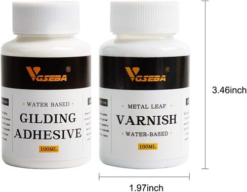 Gold Leaf Adhesive, 6.8oz Gilding Adhesive Set, Metal Leaf Glue and Varnish for Craft, Arts Use (200ml + 2 Brushes + 2 Gloves) in Saudi Arabia