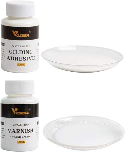Gold Leaf Adhesive, 6.8oz Gilding Adhesive Set, Metal Leaf Glue and Varnish for Craft, Arts Use (200ml + 2 Brushes + 2 Gloves) in Saudi Arabia