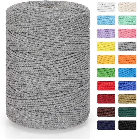 Macrame Cord 3mm x 328yd | 100% Natural Cotton Macrame Rope | 4 Strand Twisted Cotton Cord for DIY Crafts Knitting Plant Hangers Wedding Decor, Beige in Saudi Arabia