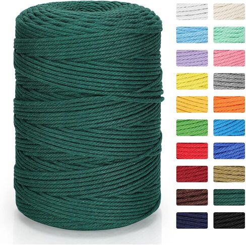 Macrame Cord 3mm x 328yd | 100% Natural Cotton Macrame Rope | 4 Strand Twisted Cotton Cord for DIY Crafts Knitting Plant Hangers Wedding Decor, Beige in Saudi Arabia