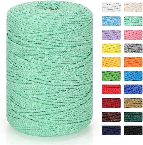 Macrame Cord 3mm x 328yd | 100% Natural Cotton Macrame Rope | 4 Strand Twisted Cotton Cord for DIY Crafts Knitting Plant Hangers Wedding Decor, Beige in Saudi Arabia