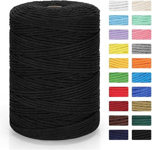 Macrame Cord 3mm x 328yd | 100% Natural Cotton Macrame Rope | 4 Strand Twisted Cotton Cord for DIY Crafts Knitting Plant Hangers Wedding Decor, Beige in Saudi Arabia