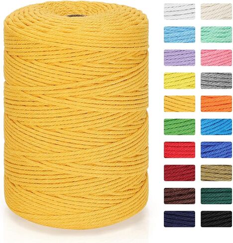 Macrame Cord 3mm x 328yd | 100% Natural Cotton Macrame Rope | 4 Strand Twisted Cotton Cord for DIY Crafts Knitting Plant Hangers Wedding Decor, Beige in Saudi Arabia