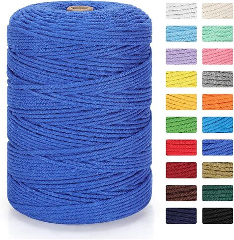 Macrame Cord 3mm x 328yd | 100% Natural Cotton Macrame Rope | 4 Strand Twisted Cotton Cord for DIY Crafts Knitting Plant Hangers Wedding Decor, Beige in Saudi Arabia