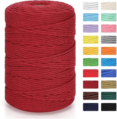 Macrame Cord 3mm x 328yd | 100% Natural Cotton Macrame Rope | 4 Strand Twisted Cotton Cord for DIY Crafts Knitting Plant Hangers Wedding Decor, Beige in Saudi Arabia