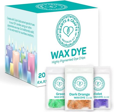 Hearts & Crafts Soy Wax Candle Dye - 20 Color Wax Chip Dyes for DIY Candle Making Supplies in Kuwait