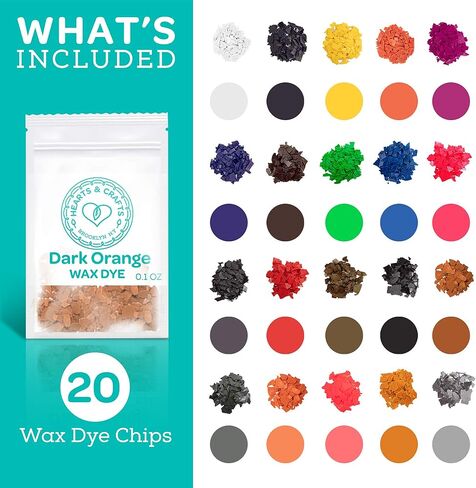 Hearts & Crafts Soy Wax Candle Dye - 20 Color Wax Chip Dyes for DIY Candle Making Supplies in Kuwait
