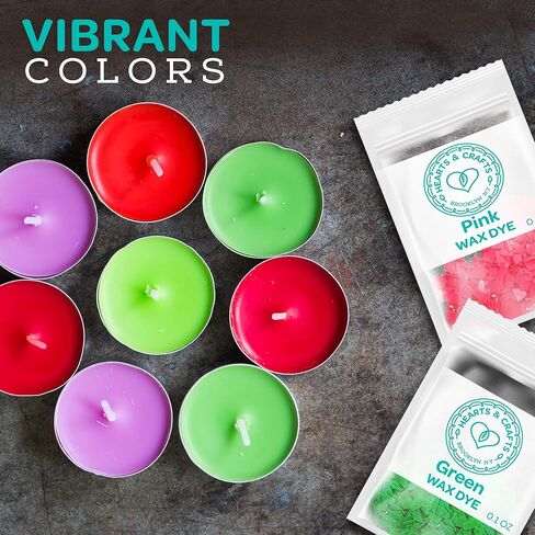 Hearts & Crafts Soy Wax Candle Dye - 20 Color Wax Chip Dyes for DIY Candle Making Supplies in Kuwait