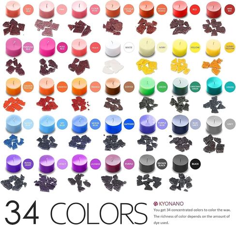 KYONANO Candle Dye 34 Colors Set for Making 67 lb Wax, Candle Color Dye for Soy Wax& More Vegetable Wax Dye,Candle Dyes for Candle Making Candle Color Dye for DIY High Safety, Easy-Cleaning & Portable in Saudi Arabia