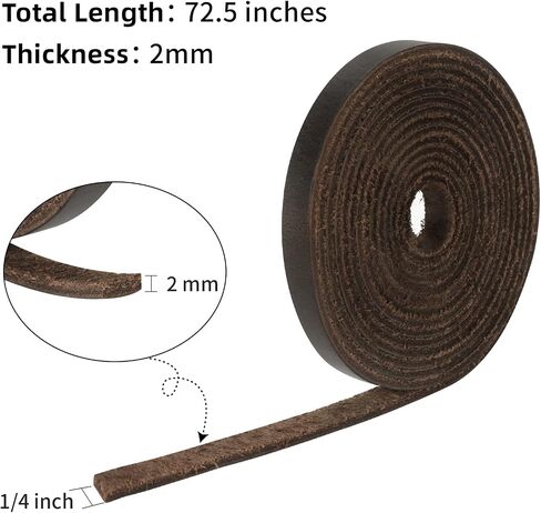 Ringsun 2 Inches Wide Flat Leather Straps for Crafts, Full Grain Leather Strips for Crafts, Tooling (2mm Thick 72.5 Inches Long Dark Brown) in Saudi Arabia