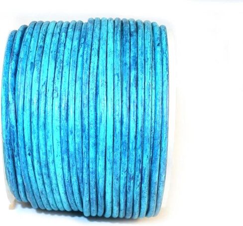 1mm Round Leather Cord for Jewelry Making, Genuine Leather String Cording, Bracelets, Necklaces, Beading and Hobby Project, Pendent, DIY Craft, Roll of 21.87 Yards, Vintage, (Medium Brown) in Kuwait