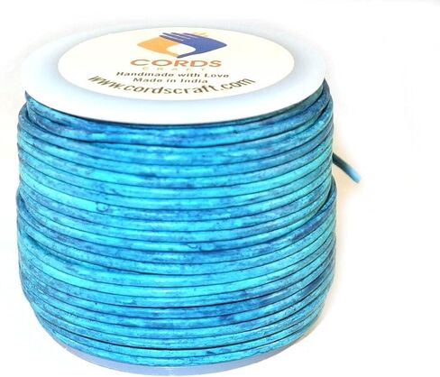 1mm Round Leather Cord for Jewelry Making, Genuine Leather String Cording, Bracelets, Necklaces, Beading and Hobby Project, Pendent, DIY Craft, Roll of 21.87 Yards, Vintage, (Medium Brown) in Kuwait