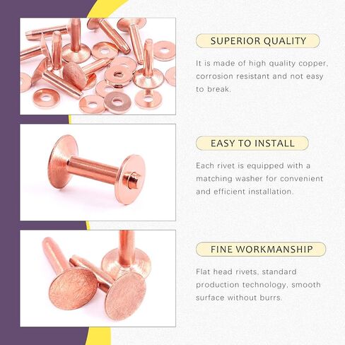 Swpeet 50 قطعة 10 × 3.3 × 14 مم مجموعة متنوعة من المسامير النحاسية والأزيز، مجموعة جلدية DIY للأحزمة والمحافظ والياقات والمنتجات الجلدية وصناعة الأحزمة والمحافظ والياقات الجلدية DIY لوازم الحرف اليدوية in Kuwait