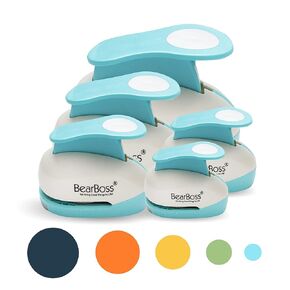 BearBoss 5 Circle Paper Punch, Handmade Scrapbook Paper Puncher, Different Size of Scrapbooking Punches Crafting Designs for Office Supplies, Card Making, DIY Albums Photos, Classic White in Kuwait