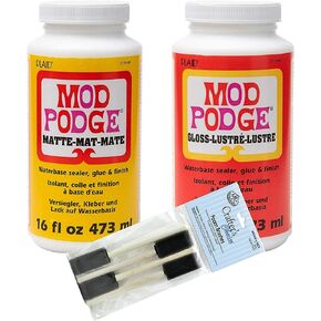 Mod Podge Complete Decoupage Kit-Two 16oz Bottles Waterbase Sealer/Glue (Matte Gloss Finish) with 4-pk Foam Brush Set, Clear in Saudi Arabia