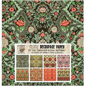 Decoupage Paper Pack (24 Sheets 6"x6") Art Deco Motiffs FLONZ Vintage Styled Paper for Decoupage, Craft and Scrapbooking in Kuwait