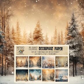 Decoupage Paper Pack (24 Sheets 6"x6") Christmas Eve in Old Forest # Vintage Styled Pattern Paper for Decoupage, Craft and Scrapbooking in Saudi Arabia