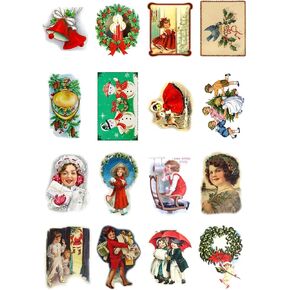 Decoupage Paper Pack (10sheets A4 / 8"x12") Vintage Christmas Santa Kids with Gifts FLONZ Vintage Ephemera in Kuwait