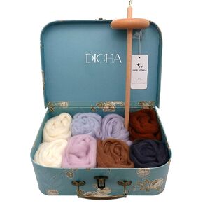 DICHA 3 Inch Drop Spindle Kit- High Low Whorl Wooden Spindles with 5.6 Oz Merino Wool/Top and Instructions-Weaving Spinning Wheels for Beginners-All in A Gift Box-Perfect Spinner Gifts（MC） in Saudi Arabia