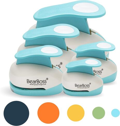 BearBoss 5 Circle Paper Punch, Handmade Scrapbook Paper Puncher, Different Size of Scrapbooking Punches Crafting Designs for Office Supplies, Card Making, DIY Albums Photos, Classic White in Kuwait