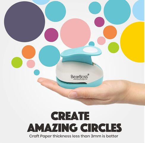 BearBoss 5 Circle Paper Punch, Handmade Scrapbook Paper Puncher, Different Size of Scrapbooking Punches Crafting Designs for Office Supplies, Card Making, DIY Albums Photos, Classic White in Kuwait