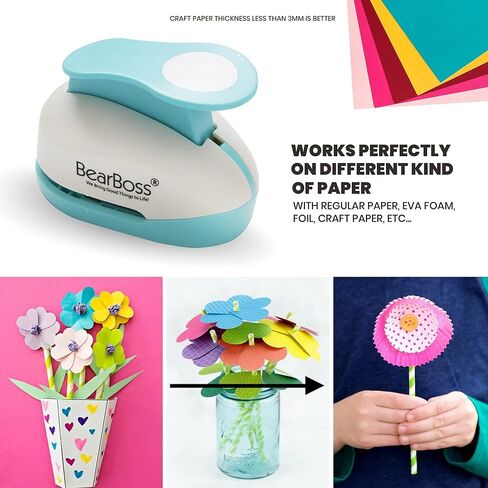 BearBoss 5 Circle Paper Punch, Handmade Scrapbook Paper Puncher, Different Size of Scrapbooking Punches Crafting Designs for Office Supplies, Card Making, DIY Albums Photos, Classic White in Kuwait