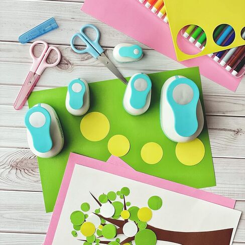 BearBoss 5 Circle Paper Punch, Handmade Scrapbook Paper Puncher, Different Size of Scrapbooking Punches Crafting Designs for Office Supplies, Card Making, DIY Albums Photos, Classic White in Kuwait