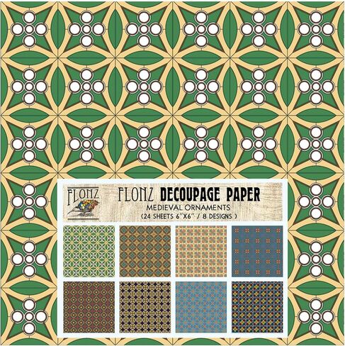 حزمة ورق Decoupage (24 ورقة مقاس 6 × 6 بوصات) ورق بنمط أرابيسك فارسي FLONZ عتيق لديكور المنزل والحرف اليدوية in Kuwait