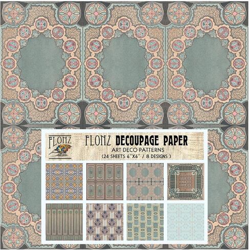 حزمة ورق Decoupage (24 ورقة مقاس 6 × 6 بوصات) ورق بنمط أرابيسك فارسي FLONZ عتيق لديكور المنزل والحرف اليدوية in Kuwait